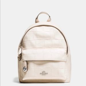 Coach Campus Backpack White CROC Embossed Leather
